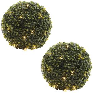 Buxus kerstverlichting - 2x stuks - 60 LED lampjes - warm wit - 35 x 35 cm - lichtnetten