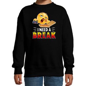 Funny emoticon sweater I need a break zwart voor kids