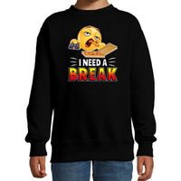 Funny emoticon sweater I need a break zwart voor kids - thumbnail