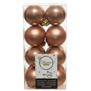 16x Kunststof kerstballen glanzend/mat zacht terra bruin 4 cm kerstboom versiering/decoratie   -