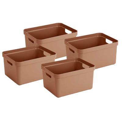 Sunware opbergbox Sigma Home - 8x - kunststof - 32 liter - terra - opberg dozen/bakken