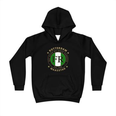 Hoodie regular zwart - kids - FR - Wat gaan we doen vandaag - logo voor groot