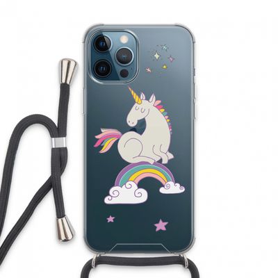 Regenboog eenhoorn: iPhone 13 Pro Max Transparant Hoesje met koord