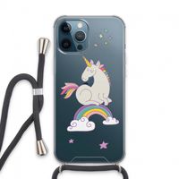 Regenboog eenhoorn: iPhone 13 Pro Max Transparant Hoesje met koord