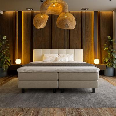 2-Persoons Boxspring Hotel - Wide - Beige 140x200 cm - Pocketvering - Inclusief Topper - Dekbed-Discounter.nl