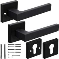 Ruhhy Deurhendel set - 2x stuks - mat zwart - ijzer - L14 cm - deurgreep - deurkruk Ruhhy Deurhendel set - 2x stuks - mat zwart - ijzer - L14 cm - deurgreep - deurkruk