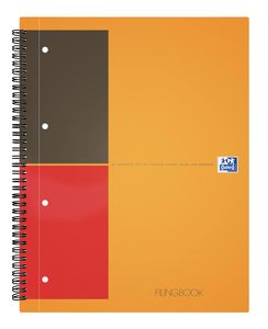 Oxford Filing Book schrijfblok & schrift A4 80 vel Zwart, Oranje, Rood