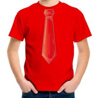 Verkleed t-shirt voor kinderen - stropdas - rood - jongen - carnaval/themafeest kostuum - thumbnail