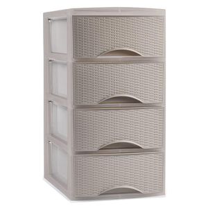 Thuis kantoor organizer ladeblok - 4 lades - 26 x 37 x 49 cm - opslag - Kunststof - Beige