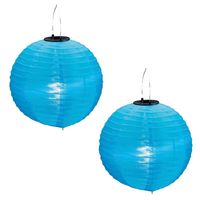2x stuks Blauwe solar party lampionnen 30 cm
