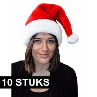 10x Kerstmuts rood pluche voor volwassenen - thumbnail