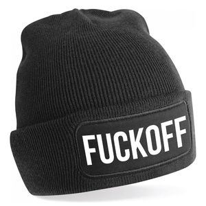 Wintersport muts - fuck off - zwart - one size - unisex - Apres ski beanie