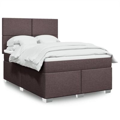 Boxspring met matras stof donkerbruin 140x200 cm