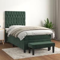 Boxspring met matras fluweel donkergroen 80x200 cm