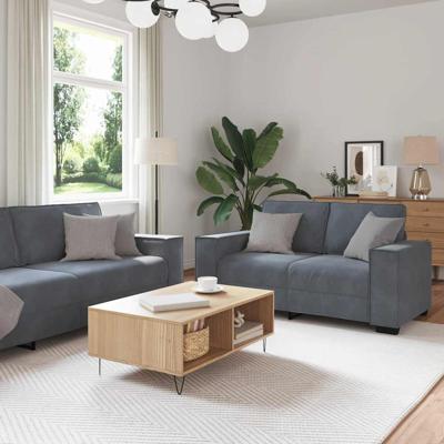 2-delige Loungeset met kussens fluweel donkergrijs