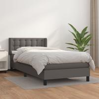 Boxspring met matras kunstleer grijs 90x200 cm