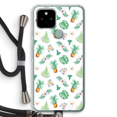 Ananas bladeren: Pixel 5 Transparant Hoesje met koord