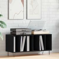 Platenkast met plank Zwart eiken 100 x 38 x 48 cm Bewerkt hout