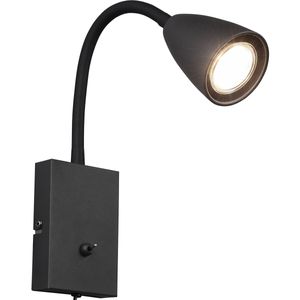 LED Wandspot - Wandverlichting - Trion Wolly - GU10 Fitting - 1-lichts - Rechthoek - Mat Zwart - Aluminium