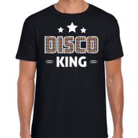 Disco verkleed t-shirt heren - jaren 80 feest outfit - disco king - zwart - thumbnail