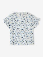 Baby T-shirt met bloemen in pointelle-breisel ecru - thumbnail