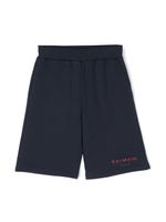 Balmain Kids short de sport à logo imprimé - Bleu