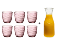 Bormioli Rocco Glazen Slot Roze 290 ml - 6 Stuks + Cookinglife Karaf 1 Liter Bormioli Rocco Glazen Slot Roze 290 ml - 6 Stuks + Cookinglife Karaf 1 Liter