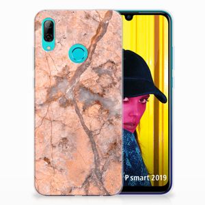 Huawei P Smart 2019 TPU Siliconen Hoesje Marmer Oranje