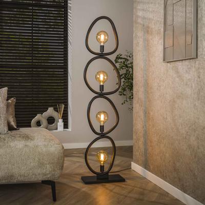 LifestyleFurn Organische Vloerlamp 'Joelle' 4-lamps, Artic Black finish