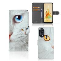 OPPO Reno8 T 4G | Telefoonhoesje | Met pasjeshouder | Witte Kat