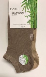 Boru Bamboe 2 paar sneaker sokken met badstof zool 2307-40/46-Grijs