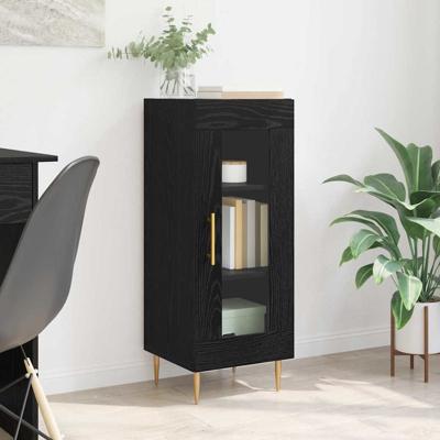 Dressoir Zwart eiken 34 x 34.5 x 90 cm Bewerkt hout
