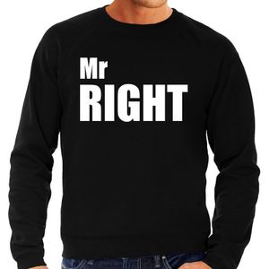 Mr right zwarte trui / sweater met witte tekst voor heren vrijgezellenfeest / bachelor party 2XL  -