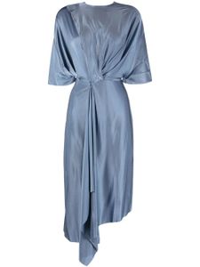 Victoria Beckham robe froncée à manches courtes - Bleu