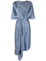 Victoria Beckham robe froncée à manches courtes - Bleu