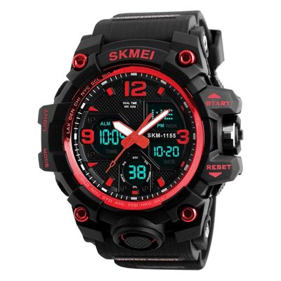SKMEI 1155B multifunctionele mannen outdoor sport Noctilucent waterdichte grote wijzerplaat polshorloge (rood)