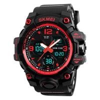 SKMEI 1155B multifunctionele mannen outdoor sport Noctilucent waterdichte grote wijzerplaat polshorloge (rood)