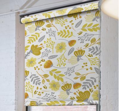 Rolgordijn bloemenprint Geel