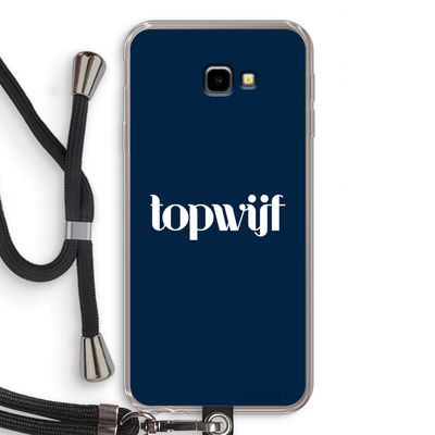 Topwijf Navy: Samsung Galaxy J4 Plus Transparant Hoesje met koord
