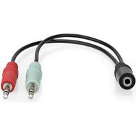 Stereo-Audiokabel | 3,5 mm Female | 2x 3,5 mm Male | Verguld | 0.12 m | Rond | Zwart | Doos
