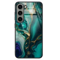 Samsung Galaxy S23 glazen hardcase - Marmer groen goud Samsung Galaxy S23 glazen hardcase - Marmer groen goud