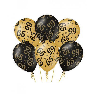 Classy Ballonnen 65 Jaar Zwart/Goud (6st)