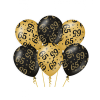 Classy Ballonnen 65 Jaar Zwart/Goud (6st)