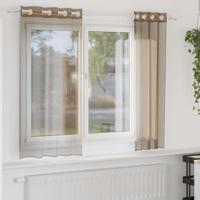 Gordijnen voile met doorvoertules 2 st lichtbruin Gordijnen voile met doorvoertules 2 st lichtbruin