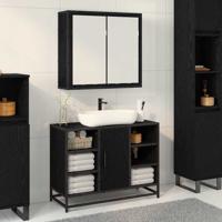 Badkamer spiegelkast Zwart eiken 65 x 20 x 60 cm Bewerkt hout