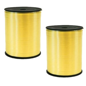 2x rollen cadeaulint/sierlint in de kleur geel 5 mm x 500 meter