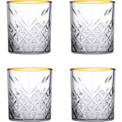 Pasabahce Whisky tumbler glazen - 4x - Timeless serie - transparant/goud - 350 ml
