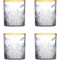Pasabahce Whisky tumbler glazen - 4x - Timeless serie - transparant/goud - 350 ml