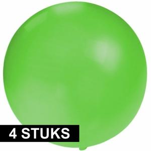 Grote ballonnen 60 cm - 4x - groen - Feestartikelen/versiering - verjaardag