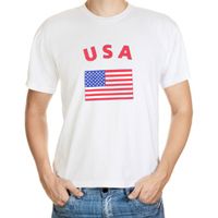 Wit t-shirt Amerika heren 2XL  -
